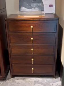 Yu Senyi Комод 76х42х106 см для спальни и гостиной из массива дерева, 5 ящиков, в стиле New Chinese-Style, цвет Ebony