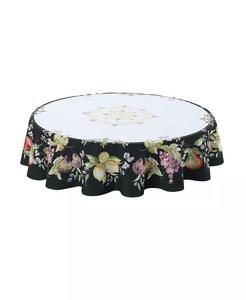 Круглая скатерть Тосканский фруктовый эскиз 70 дюймов Laural Home, черный