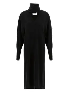 Платье миди с высоким воротником и шарфом Nude, черный