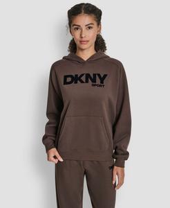 Женская толстовка с капюшоном и карманом-кенгуру с логотипом Flock DKNY, Espresso