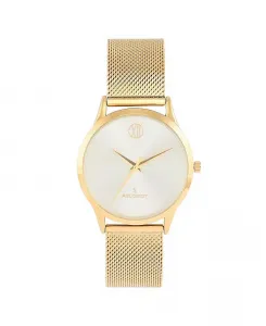 Мужские часы 40 мм Wafer Slim с шампанским циферблатом, позолоченным корпусом и сетчатым браслетом Peugeot, золотой