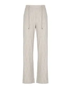 Полосатые брюки из шерстяной смеси с эластичным поясом D.Exterior, бежевый