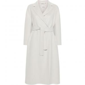 'S MAX MARA Эстурия Шерстяной поясной плащ, Gray White