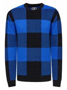 Плотный контрастный свитер крупной вязки в клетку черного цвета / Sax Rusty Neal