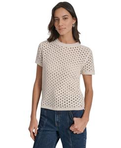 Женский свитер с короткими рукавами и круглым вырезом, размеры PXS-XL DKNY Jeans, Blonde