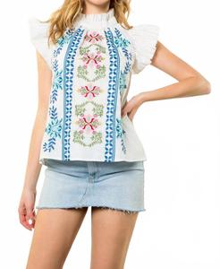 Мария топ с рукавами-крылышками в белом THML