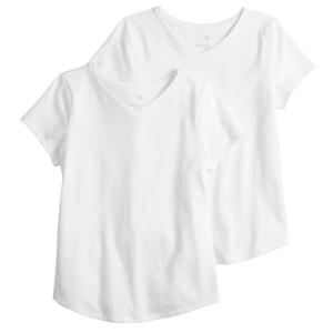 Для девочек 4–20 лет и больших размеров SO, 2 шт. Любимые футболки с V-образным вырезом SO, белый