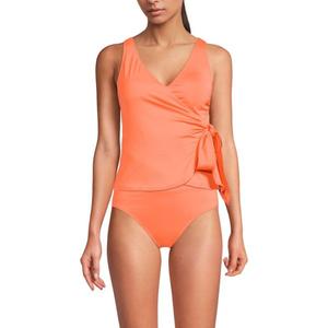 Женский топ-танкини с V-образным вырезом и запахом Lands' End, цвет papaya orange