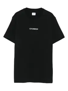 Футболка с круглым вырезом и вышитым логотипом C.P. Company Kids, черный