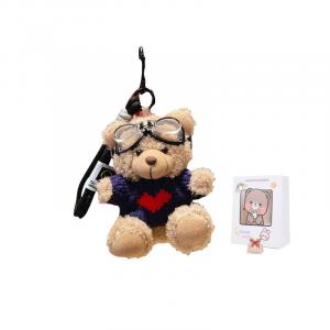 Плюшевый кулон пилот медвежонок высота 13см Jinnew, коричневый