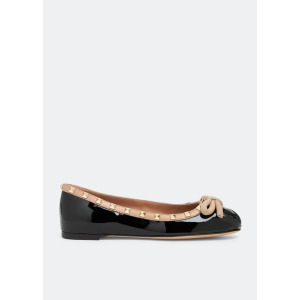 Балетки Valentino Garavani Rockstud Patent Leather Ballerinas, черный