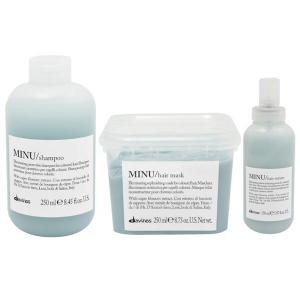 Набор для окрашенных волос: шампунь, 250 мл + маска, 250 мл + сыворотка для придания блеска, 150 мл Davines Minu