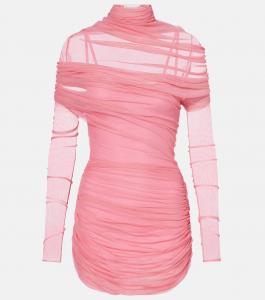 Прозрачное шелковое мини-платье Christo со сборками Christopher Esber, Cerise Pink
