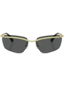 Солнцезащитные очки в безободковой оправе с кристаллами Swarovski, золотой
