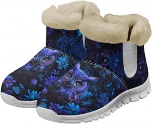 Женские зимние ботинки на щиколотку chaqlin Owl с противоскользящей подошвой, утепленные фланелевой подкладкой и мехом, с плоским каблуком, легкие, удобные, для холодной погоды, повседневные и рабочие, Flower Owl