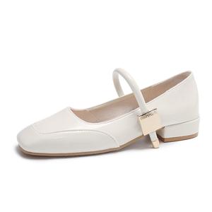 Alxnan Женские туфли Мэри Джейн на массивном каблуке экрю, цвет Ecru