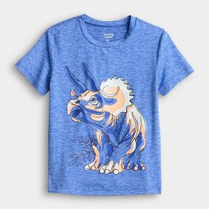 Детская футболка с коротким рукавом и принтом Jumping Beans, Blue Triceratops