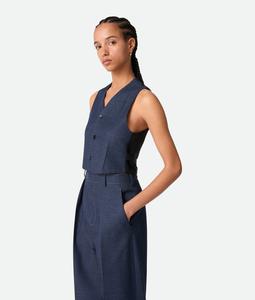 Melange wool gilet BOTTEGA VENETA, темно-синий