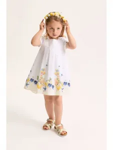 Коктейльное платье/вечернее платье abito popeline для праздников Monnalisa, Bianco-Giallo