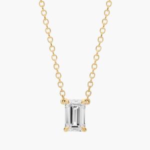 Подвеска с бриллиантом-солитером изумрудной огранки из желтого золота 14 карат (3/4 карата, чистота - HI / SI1-SI2) Blue Nile