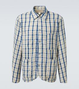 Рубашка из хлопка и льна в клетку RRL, RL-749 Indigo Plaid Multi