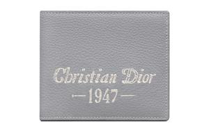 Dior Мужской кошелек-кардхолдер из зернистой телячьей кожи, серый