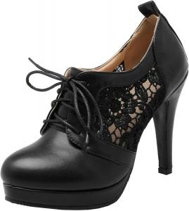 Женские ботильоны LUXMAX на шнуровке с высоким каблуком и платформой, Black