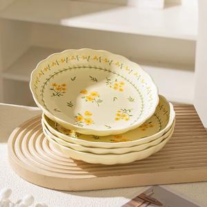 Ceramics Набор керамических мисок и тарелок Fresh Underglaze с лотосовым узором, 8 дюймов, 2 предмета