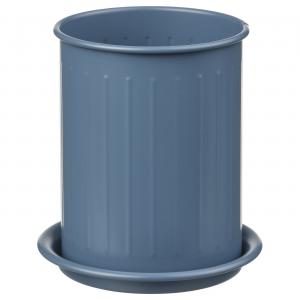 Подставка для столовых приборов, тёмно-серо-голубая/оцинкованная, 13 см Välvårdad IKEA