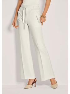 MADELEINE Широкие трикотажные брюки со складками, кремового цвета