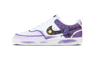 Nike Кроссовки Court Vision 1 Glamour Purple Starry Sky, износостойкие, низкие, для скейтбординга, унисекс, фиолетово-синие