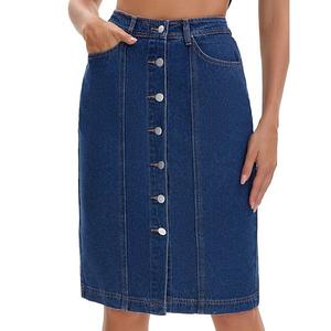 Женская джинсовая юбка миди с карманами на пуговицах в стиле вестерн Inspire Chic, Deep Blue