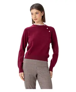 Классический свитер с длинными рукавами и оборками Kocca, красный