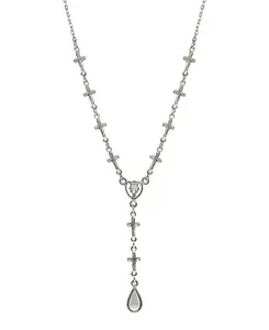 Y-Образное ожерелье с цепочкой крест-накрест серебристого тона Symbols Of Faith, gray