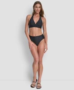 Женский топ с V-образным вырезом и присборенной застежкой спереди DKNY, Black