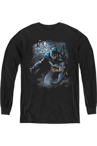 Футболка с длинным рукавом для детей Batman "Свет Луны" Gildan, черный