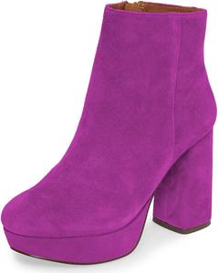 Женские ботильоны YDN с круглым носком на платформе, массивными высокими каблуками, из замши, для вечерних и праздничных мероприятий, с боковой молнией