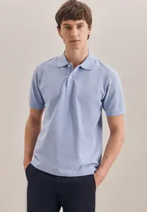 Рубашка-поло seidensticker "Slim", рубашка-поло однотонная, голубой
