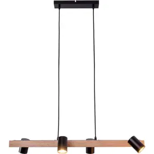 Подвесной светильник näve Frida GU10 1 шт. Материал: металл/резиновое дерево, цвет: натуральный/черный, без 4xGU10 макс. 40 Вт Näve, черный
