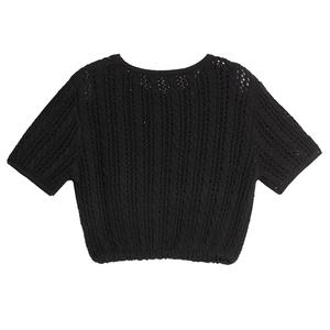 ELLE Трикотажный свитер женский черный с круглым вырезом Moderate