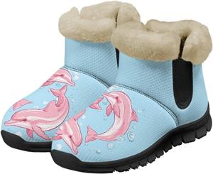 Зимние ботинки Jeiento Dolphin для женщин, теплые, уютные, утепленные слипоны для прогулок, Pink Dolphin