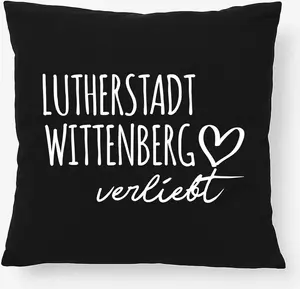 Подушка Huuraa Lutherstadt Wittenberg Love Gift 40x40 см с наполнителем из черного хлопка Lutherstadt Wittenberg Decor Hellweg Druckerei