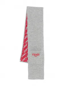 Шарф с вышитым логотипом Fendi Kids, серый