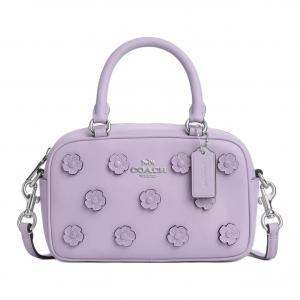 COACH Миниатюрная женская сумка через плечо из гладкой кожи фиолетового цвета