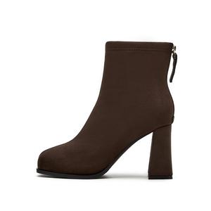 DAPHNE Женские черные и кофейные полусапожки, цвет Coffee