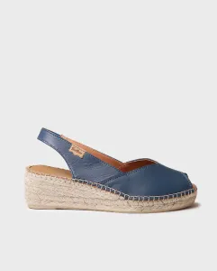 Женские кожаные эспадрильи на танкетке с резинкой Toni Pons, тёмно-синий