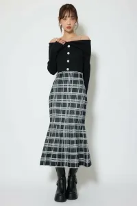 Твидовое вязаное платье с ленточным узором Rienda, цвет Black