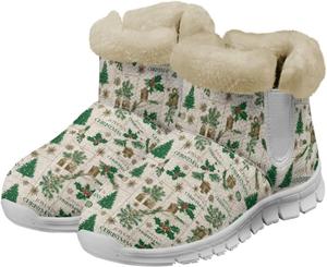 Женские зимние снежные ботинки Удобные теплые ботильоны на щиколотку Противоскользящие для активного отдыха, походов, велосипедных поездок Размер 36-45 Quxjehoe, Christmas Tree