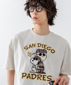 Футболка с принтом, хлопок, PEANUTS x MLB, бежевый