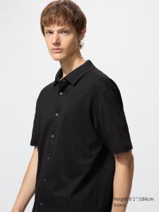 Поло AIRism из хлопкового пике (на пуговицах) Uniqlo, 09 black